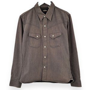 The Flat Head Made in Japan Brown Denim Snap Button Americana Western Shirt